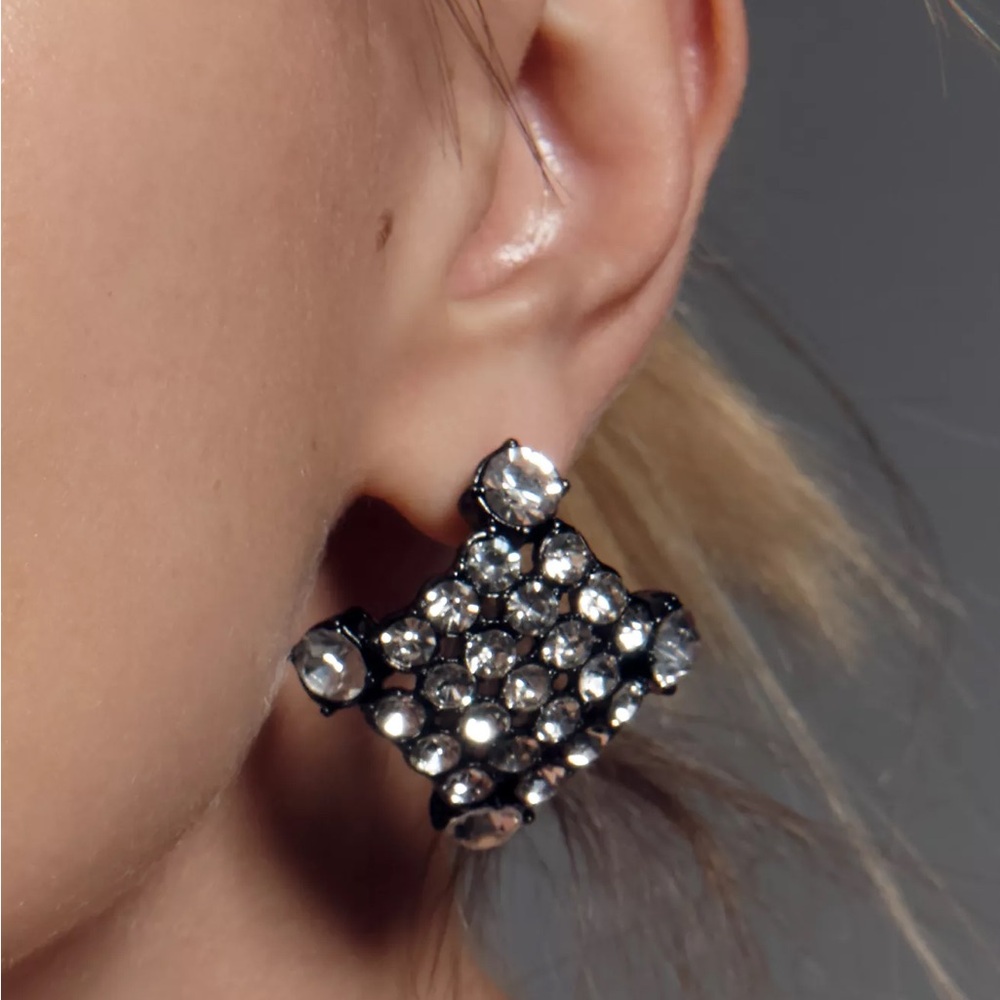 Anthropologie Crystal Square Post Earrings 95913430